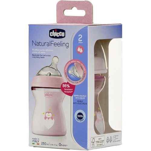 CHICCO Natural Feeling 250ml +2 Pink