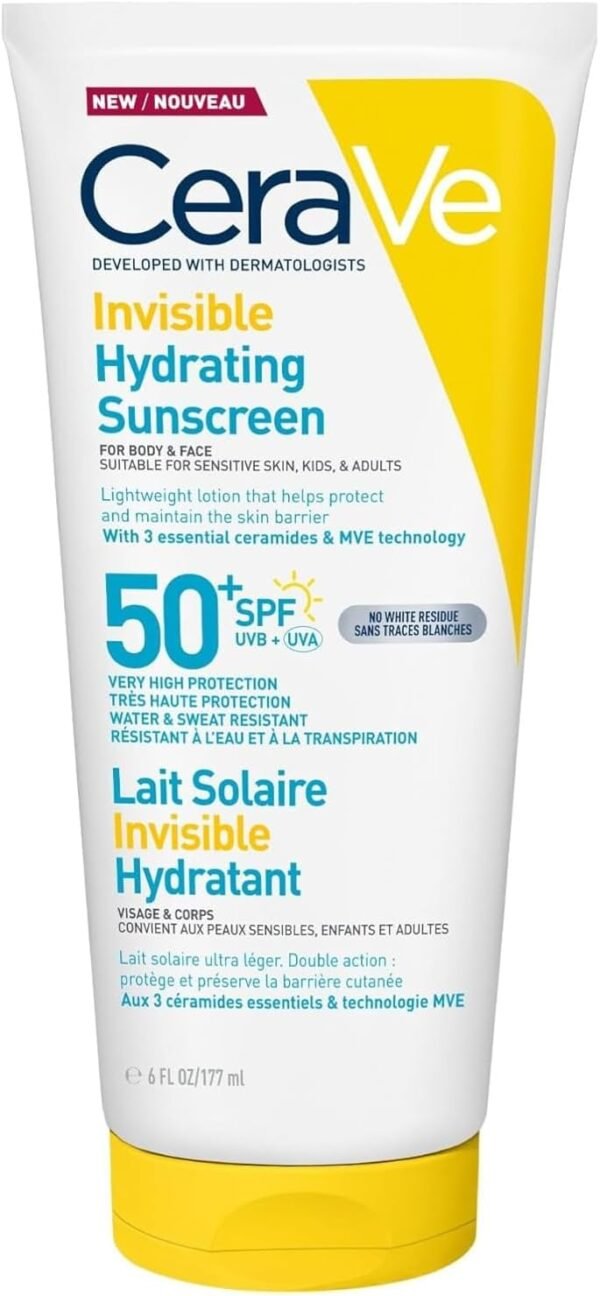 CeraVe Invisible Hydrating Sunscreen Body SPF 50+ Suitable for Adults & Kids 177ml
